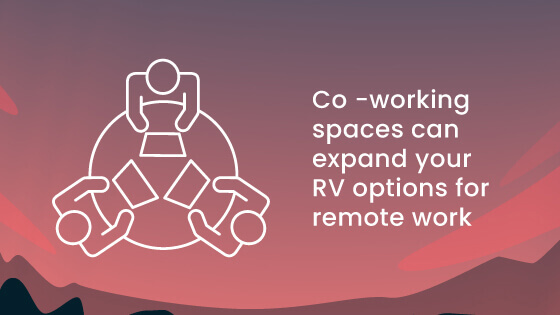 illustration of three people sitting around a small conference table in a co-working space