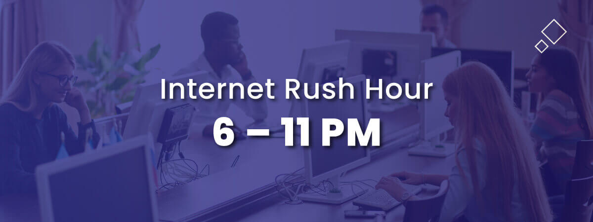 internet rush hour 6-11 pm with person in background working