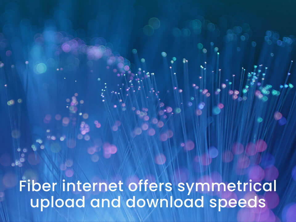 Fiber Internet Offers Symmetrical Download and Upload Speeds because of the glass lines shown here