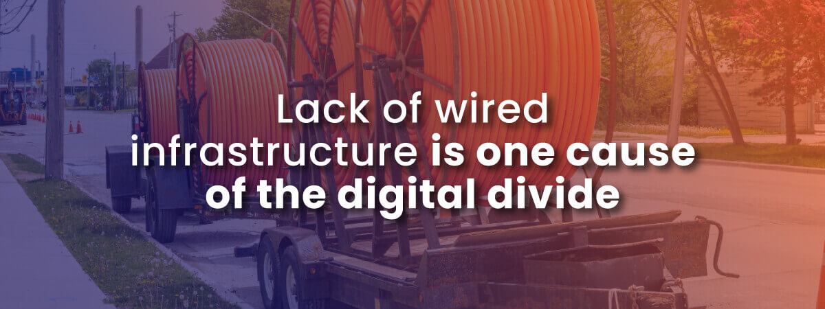 lack of wired infrastructure contributes to the digital divide with image of fiber cables on truck