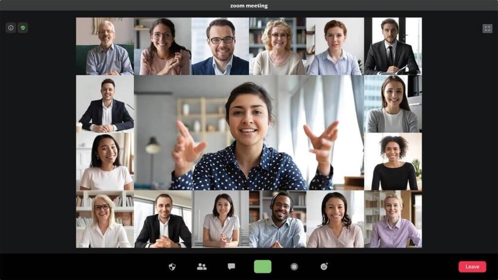a large zoom virtual meeting