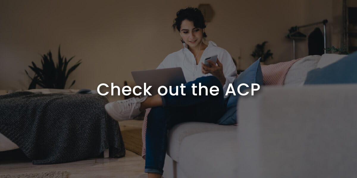 Affordable Connectivity Program provides federal payment assistance from the FCC with image of person happy with ACP program
