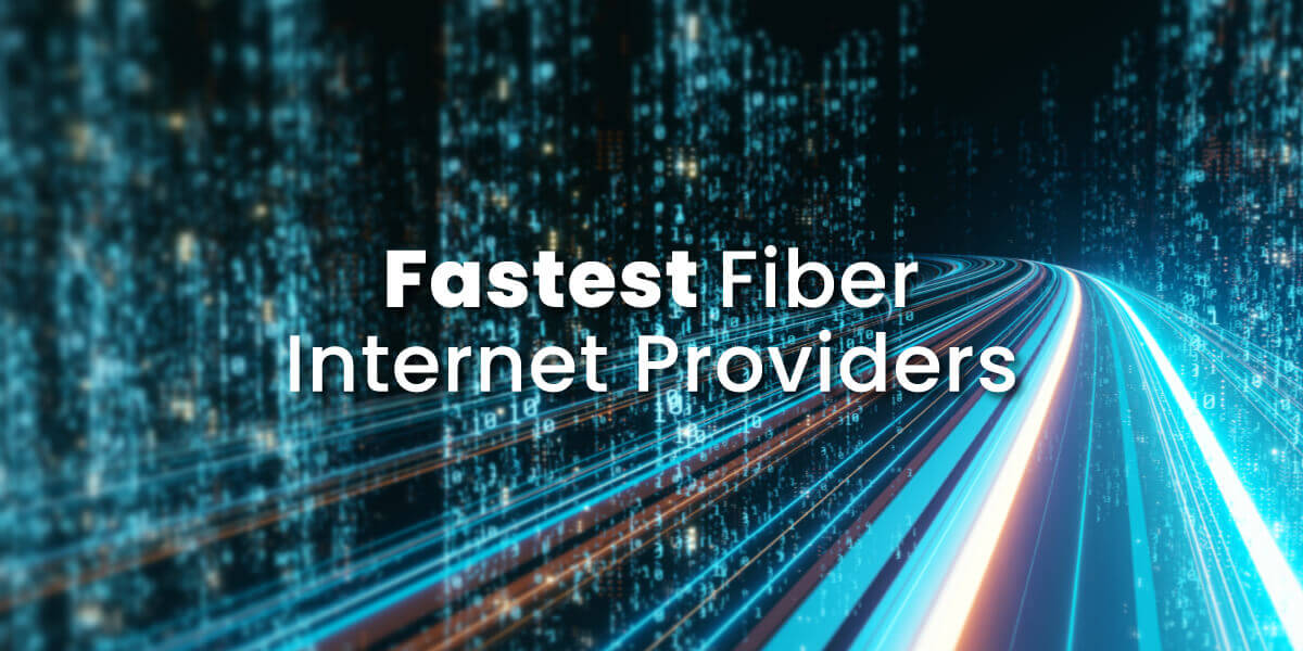 Fastest Fiber Internet Providers with image of digital highway through city in glowing lights