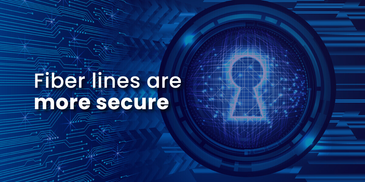 Fiber internet is better for cybersecurity with image of digital lock symbol