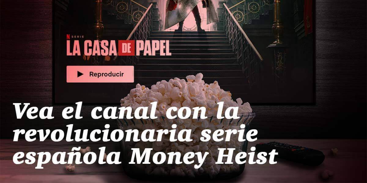 La Casa de Papel en la televisión y la palomitas listas para comer