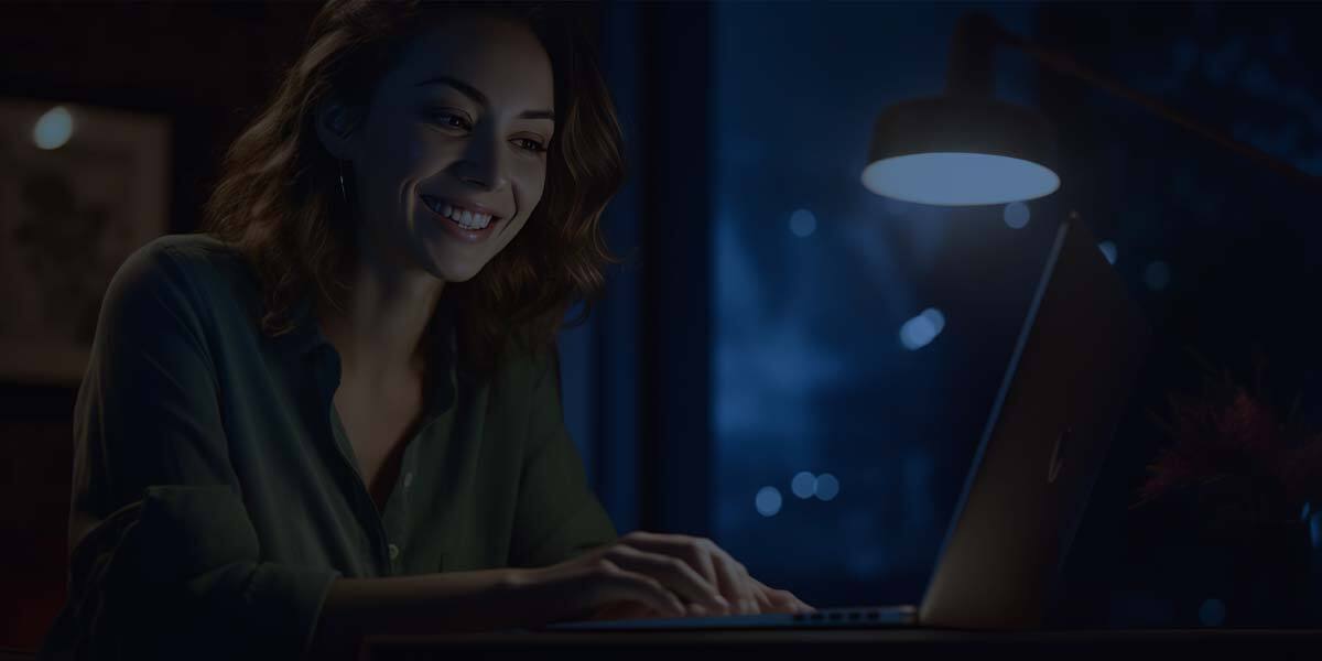 Happy person using home Wi-Fi with fast, stable internet connection