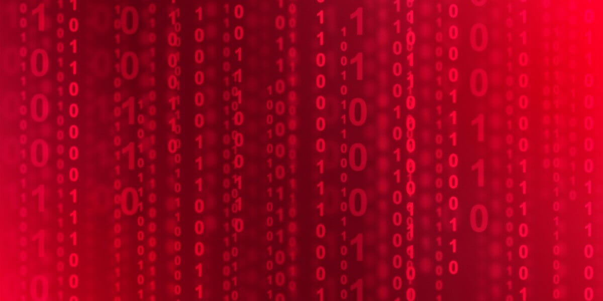 cómo funcionan los cortafuegos con un campo rojo de código binario que muestra un muro simbólico