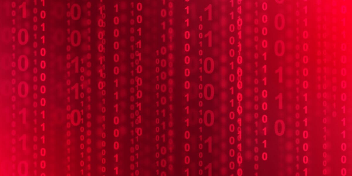 how firewalls work with a red field of binary code showing a symbolic wall