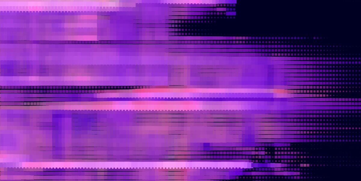 Blurry lavender streaks of lights show a data signal with a lag