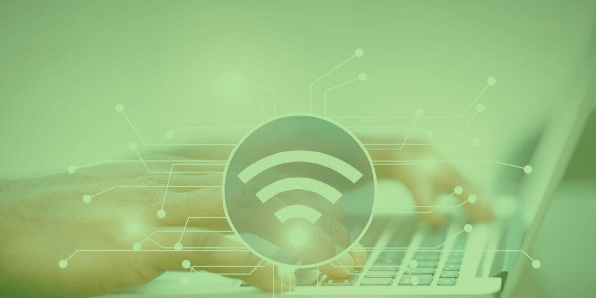 protect your connection when using a public Wi-Fi network as symbolized by the icon above the laptop