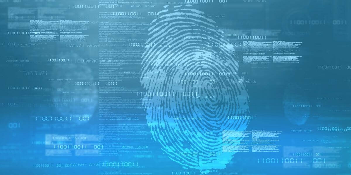 thumbprint and code showing digital identity theft