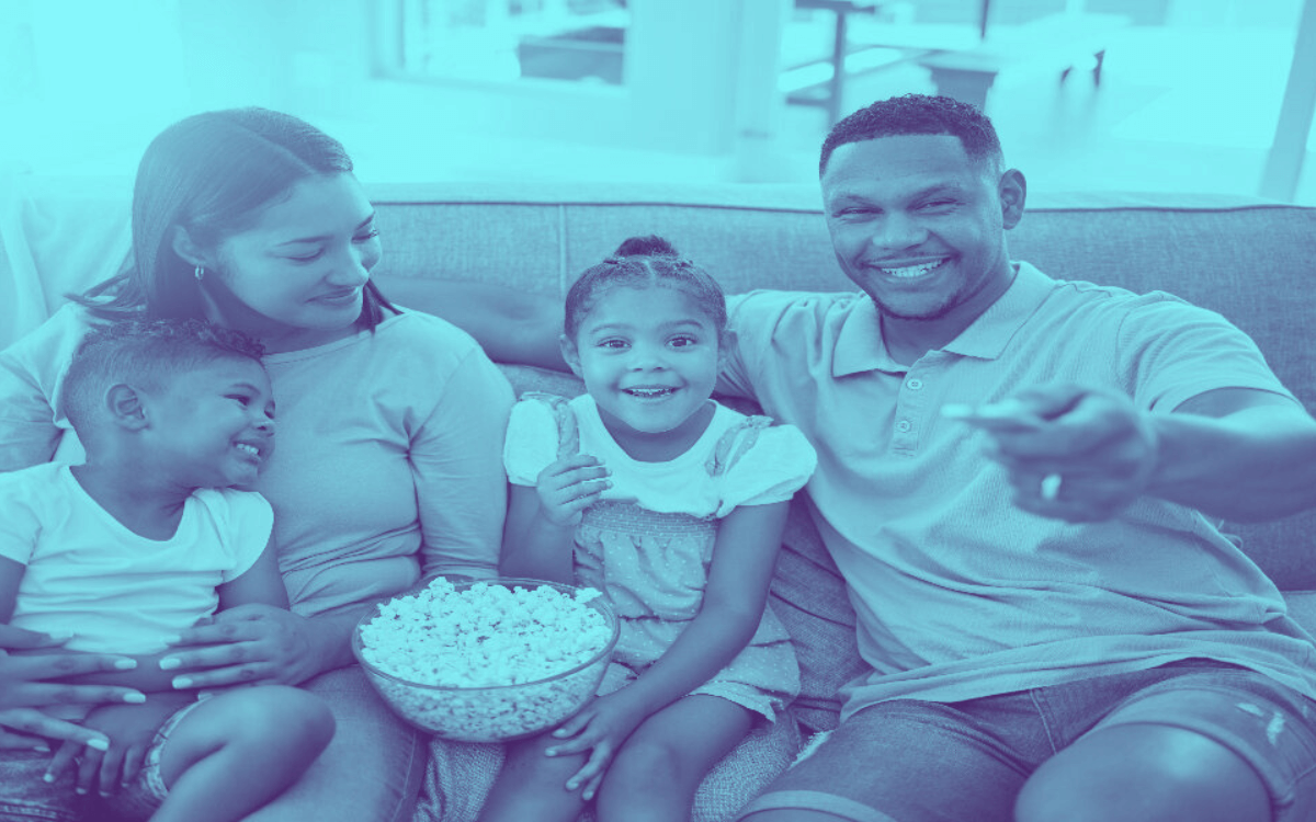 Family watching TV