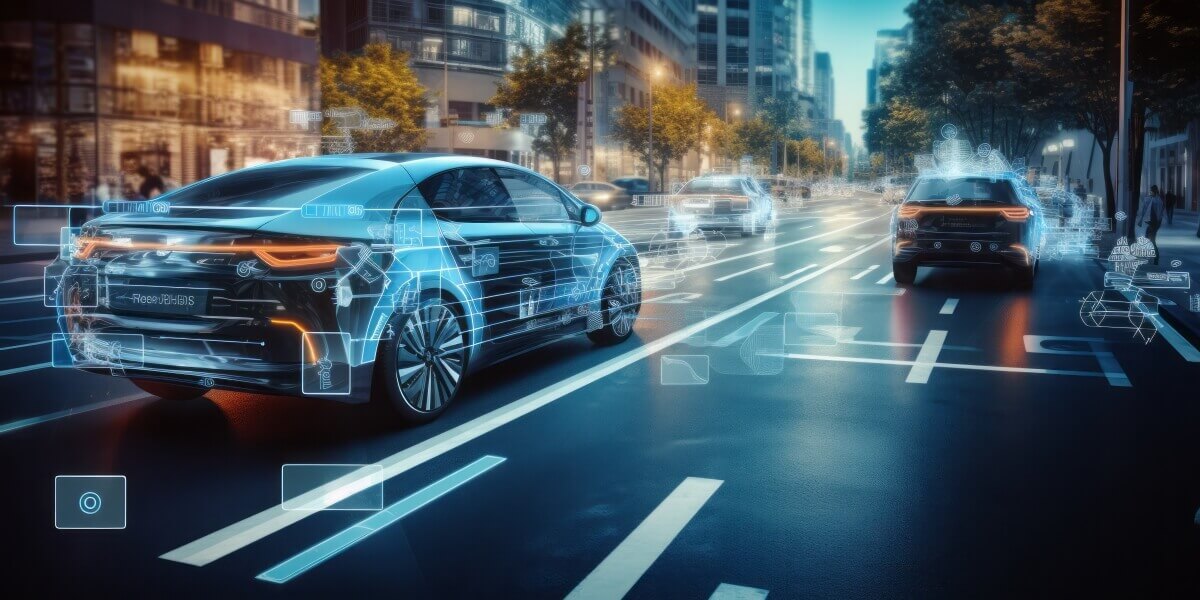 self-driving cars with sensors in city