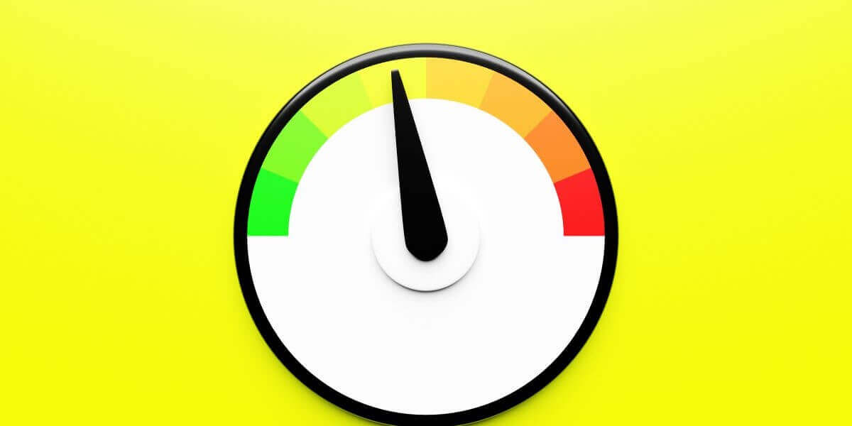 speedometer showing internet speed on a yellow background