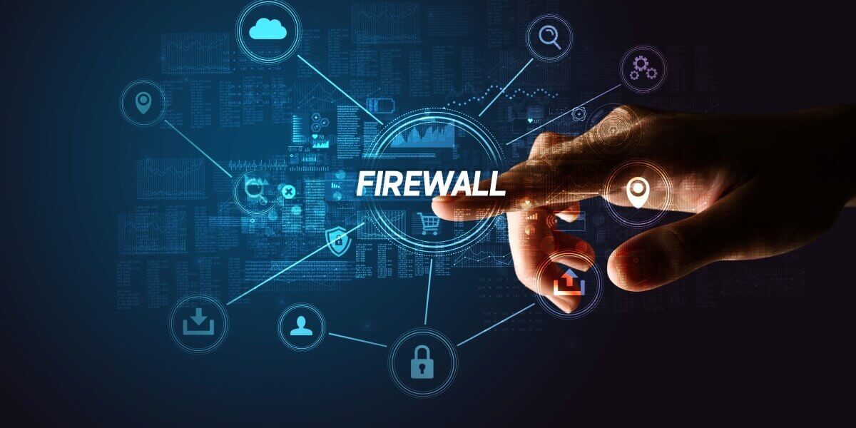 digital symbols surrounding the word FIREWALL 