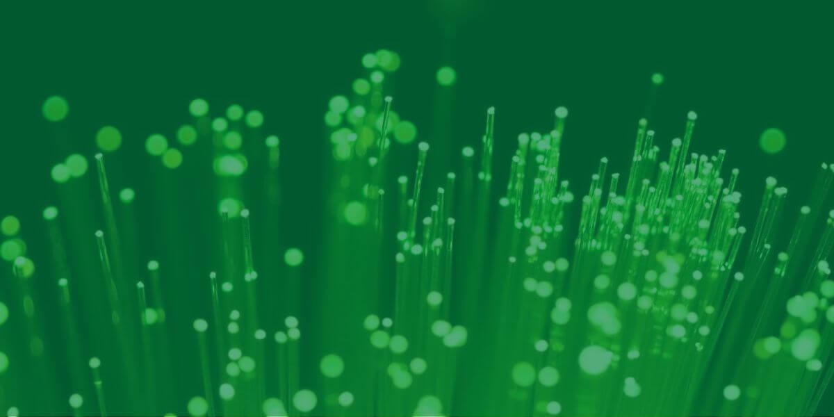 Fiber-optic internet lights glowing green