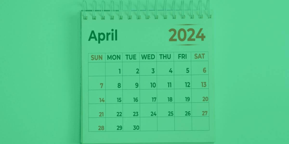 April 2024 calendar on paper