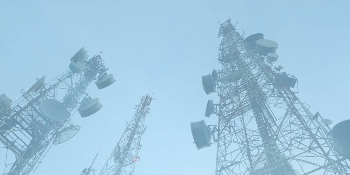 telecom service from wireless towers pointing to sky
