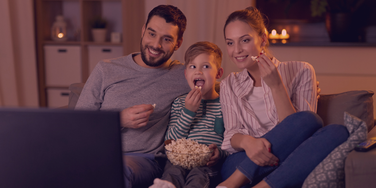 Family watching TV