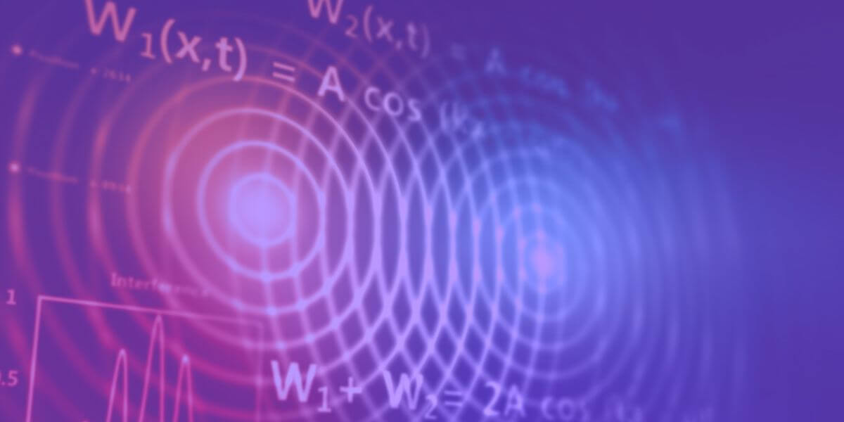 Two overlapping sets of concentric circles in digital lights to show interference