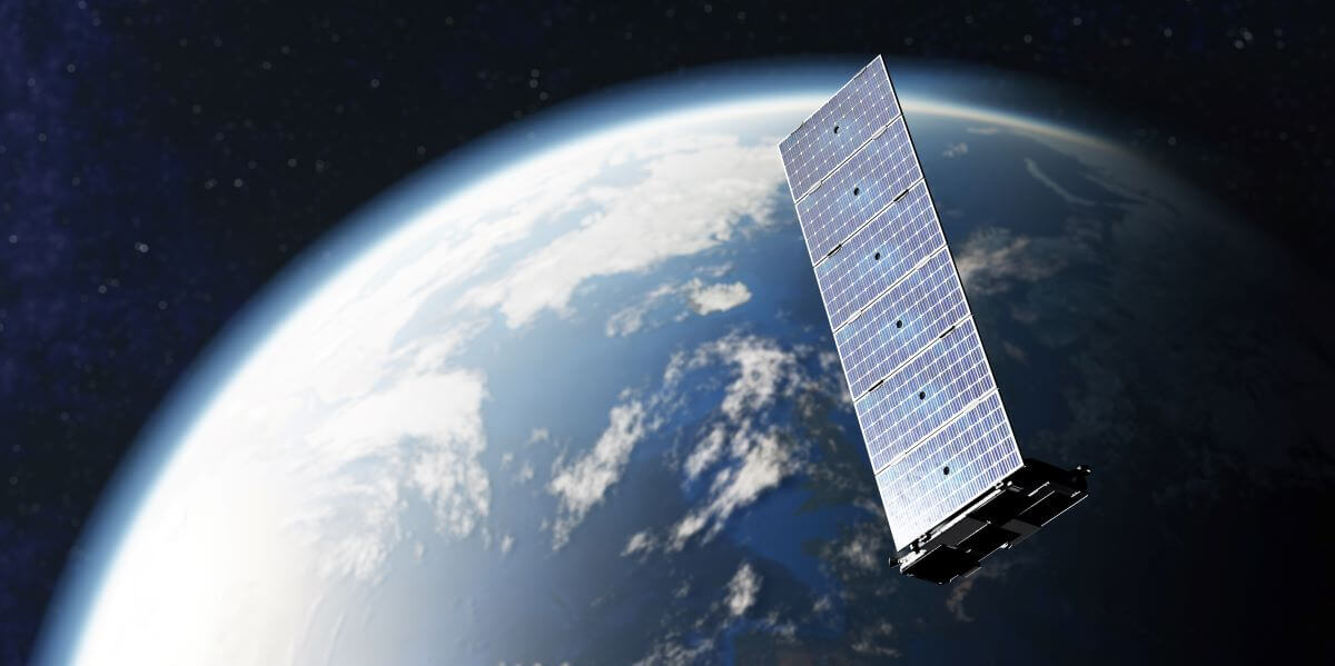 starlink LEO satellite flying past Earth