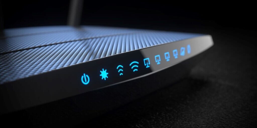 router sits on a black background