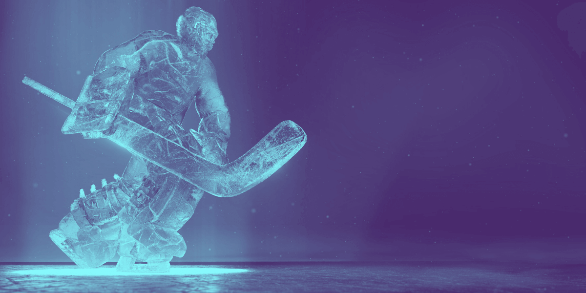 Ice hockey player sculpture