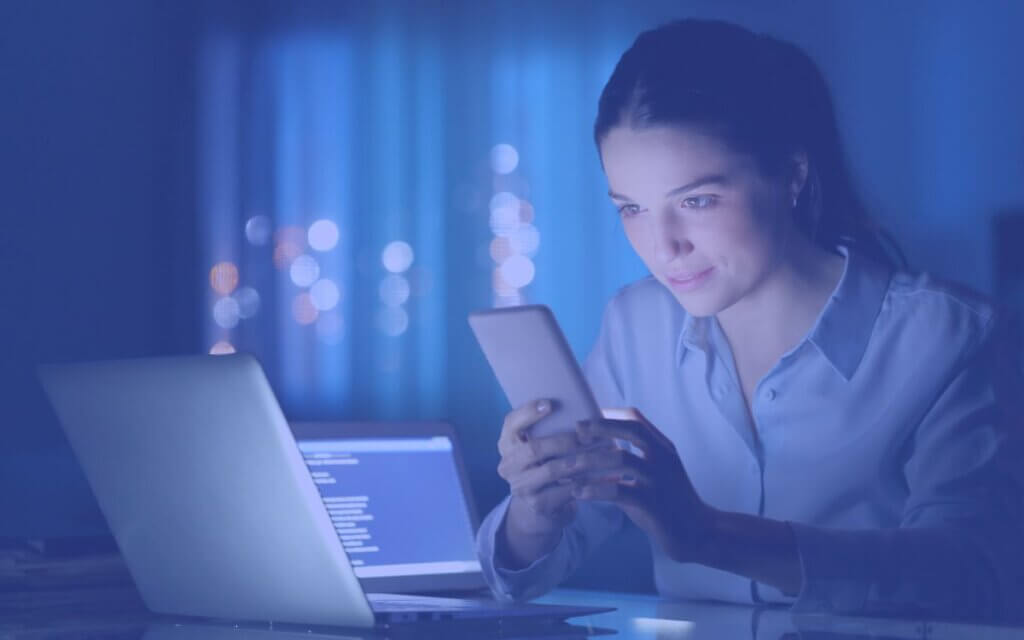 Woman uses multiple devices on her home internet