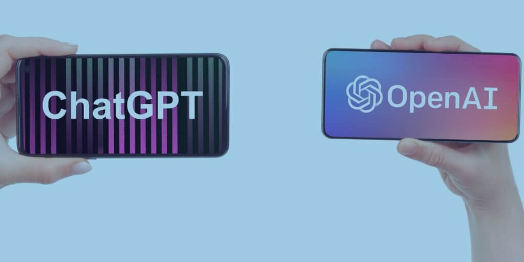 ChatGPT and OpenAI logos on smartphones held in hands