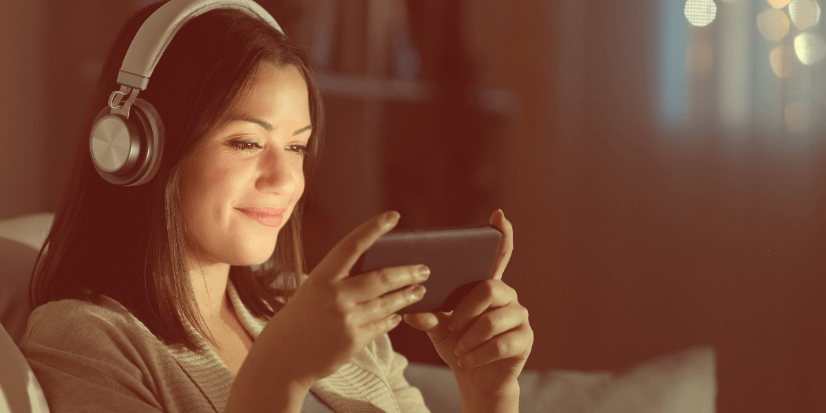 Woman watching something on her phone