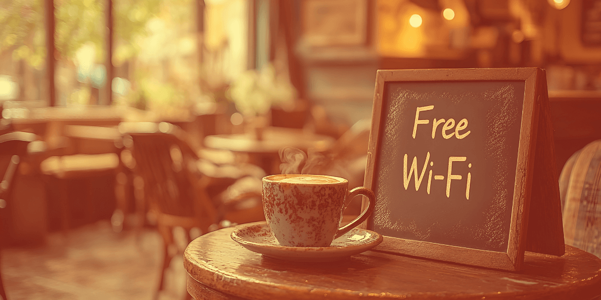 Free wi-fi sign in a coffee shop