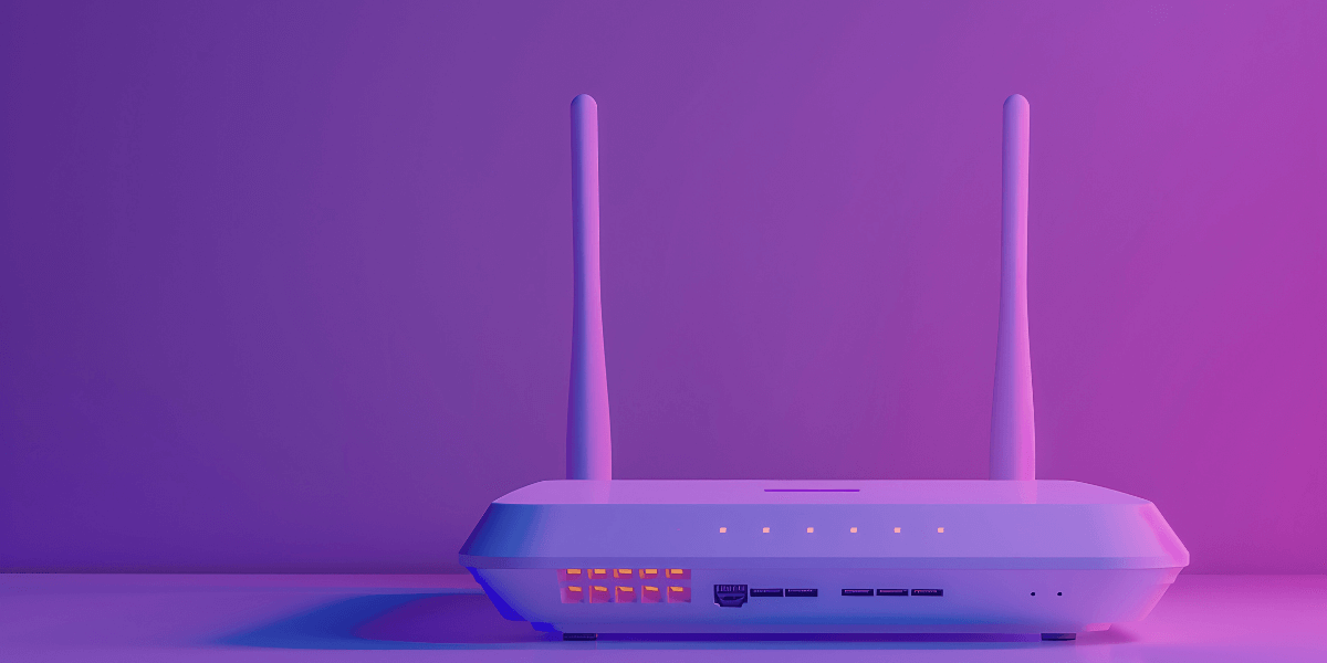 A purple wifi router/modem