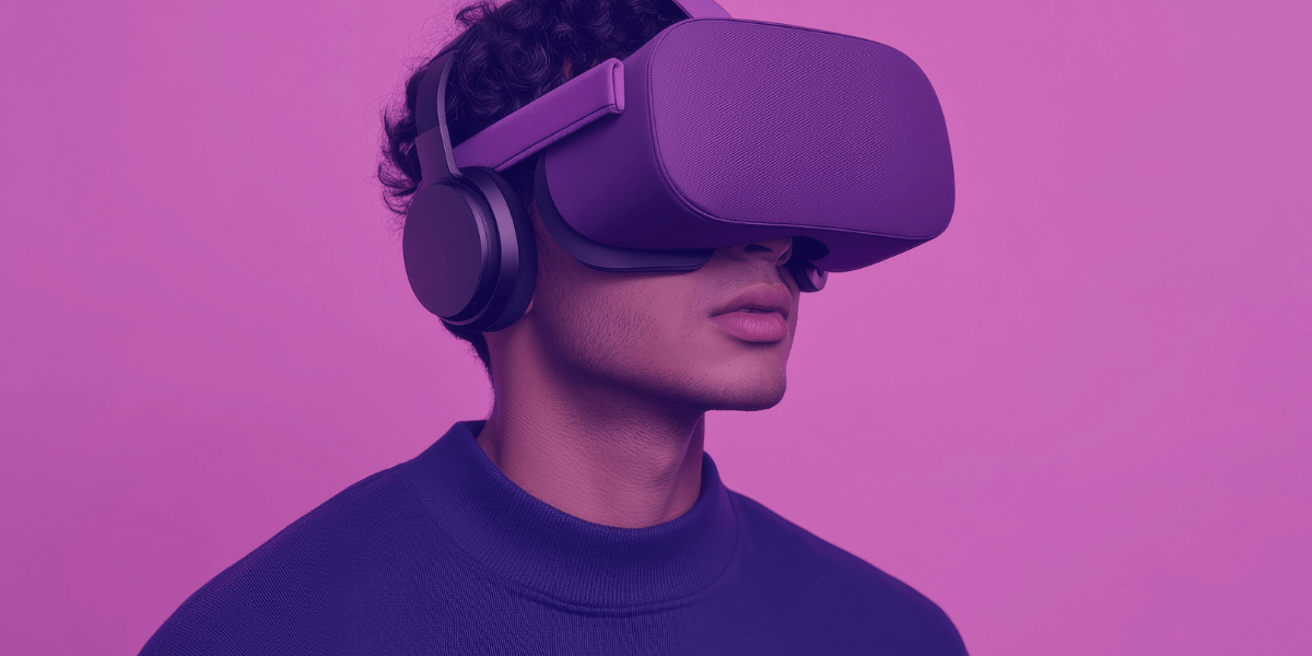 Boy wearing a virtual reality headset