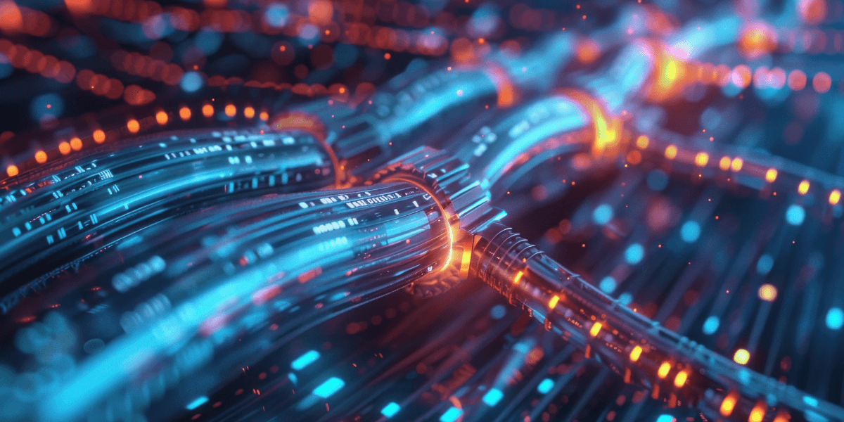 graphic of wires lit up to represent an internet connection