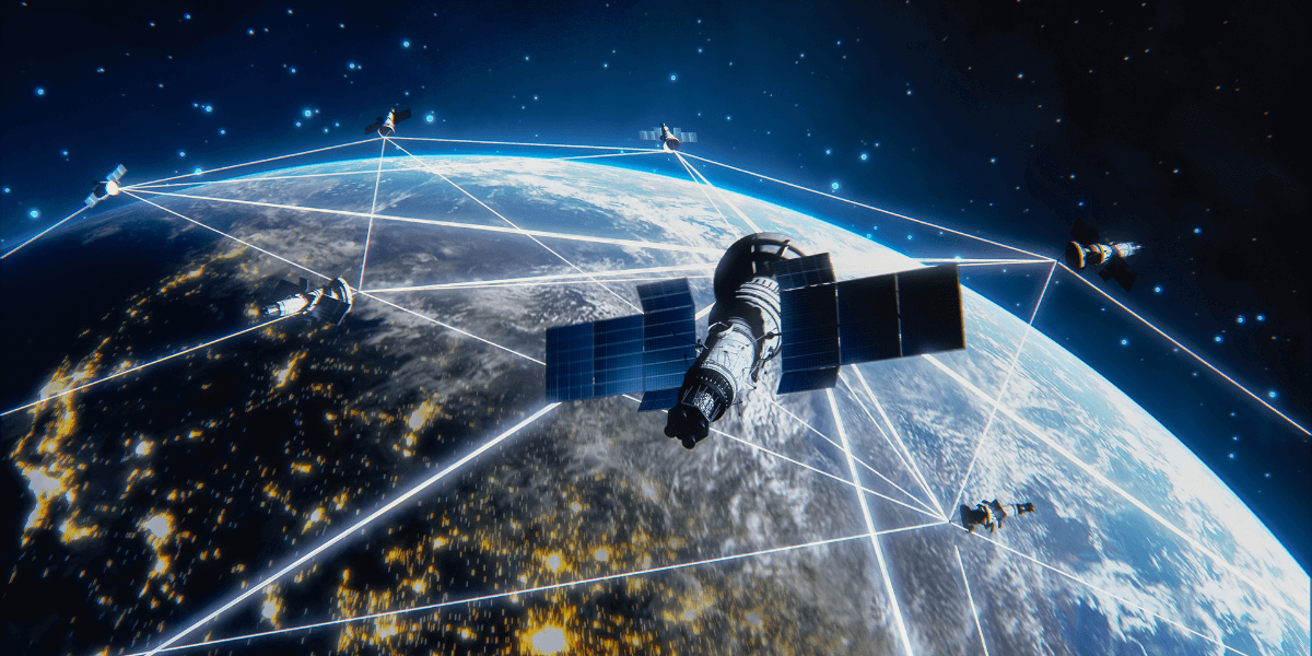 Satellite connection above earth