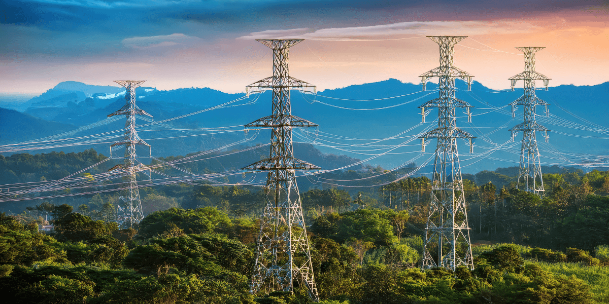 Cell towers across a forest