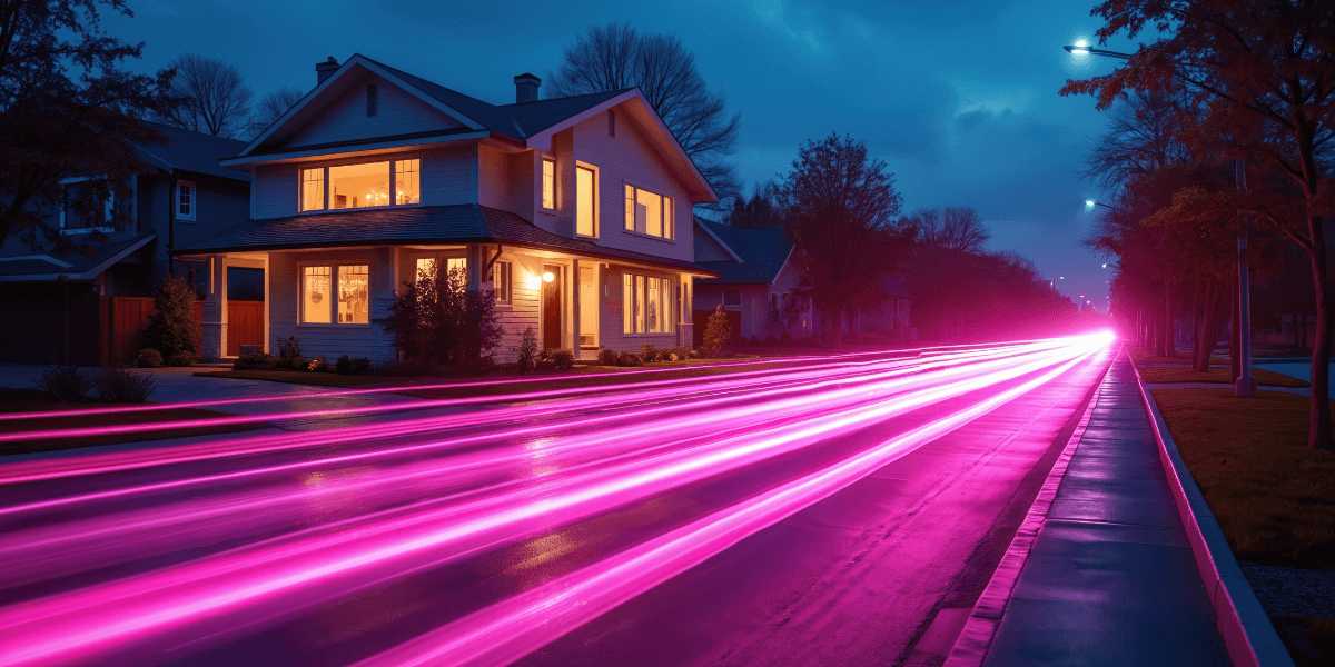 fiber internet light beams on the street