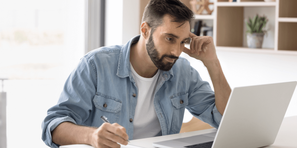 man shopping for internet service