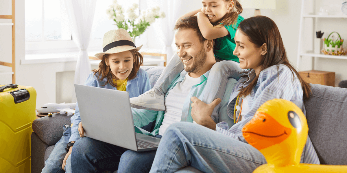Guests using internet in vacation home