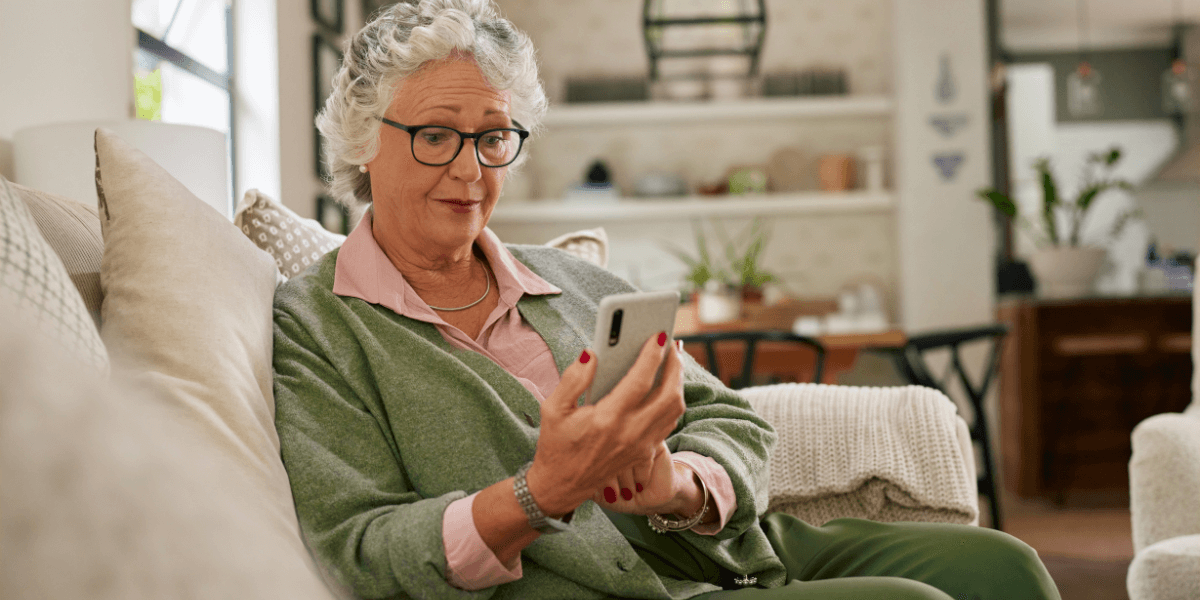 older woman using a smartphone