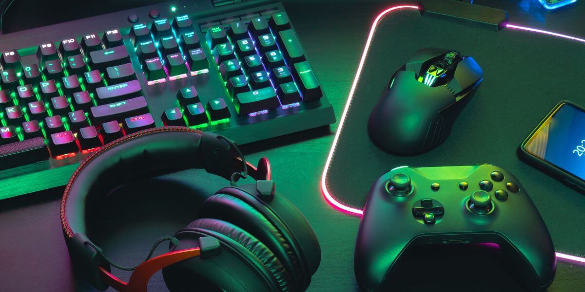 gaming gear on desk