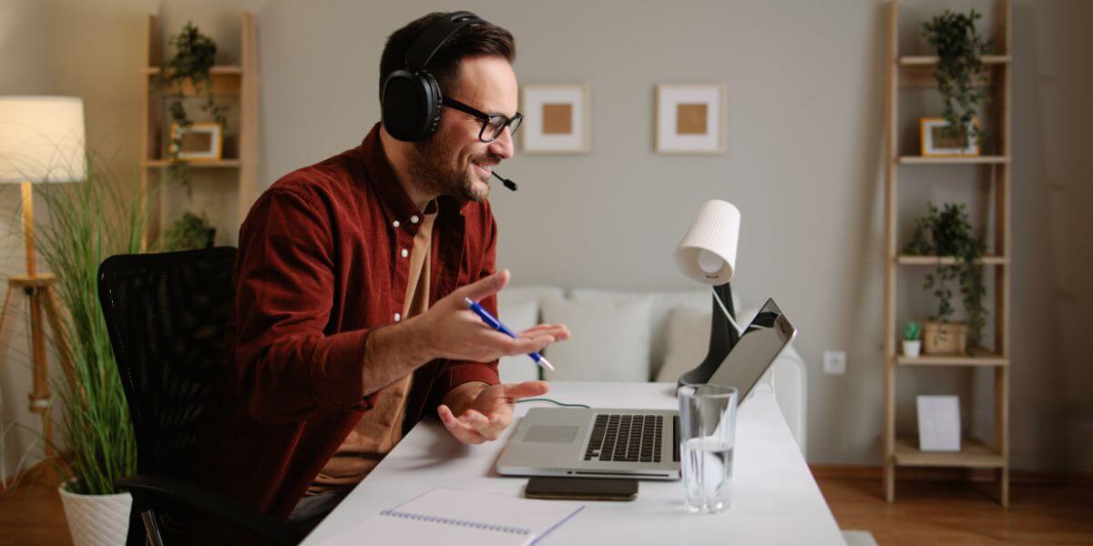 best internet for remote work man on virtual call