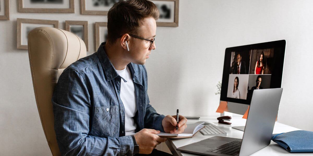 best internet for remote work man on virtual call