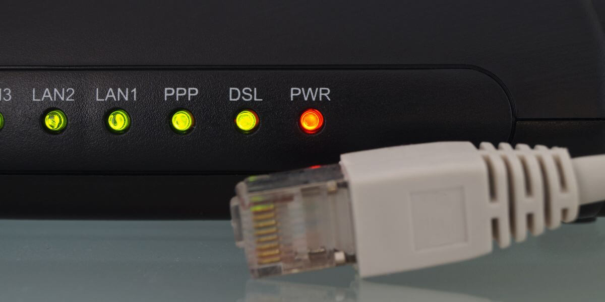 Backup router closeup with ethernet cable