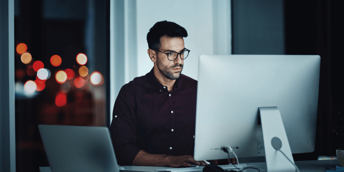man working remotely