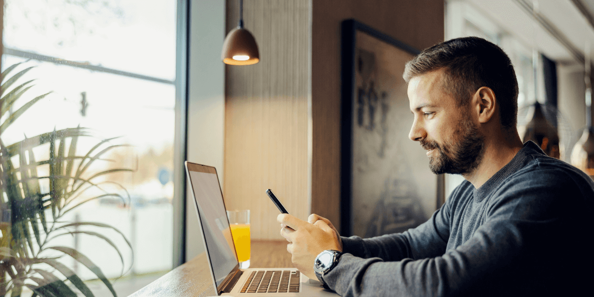 man using internet