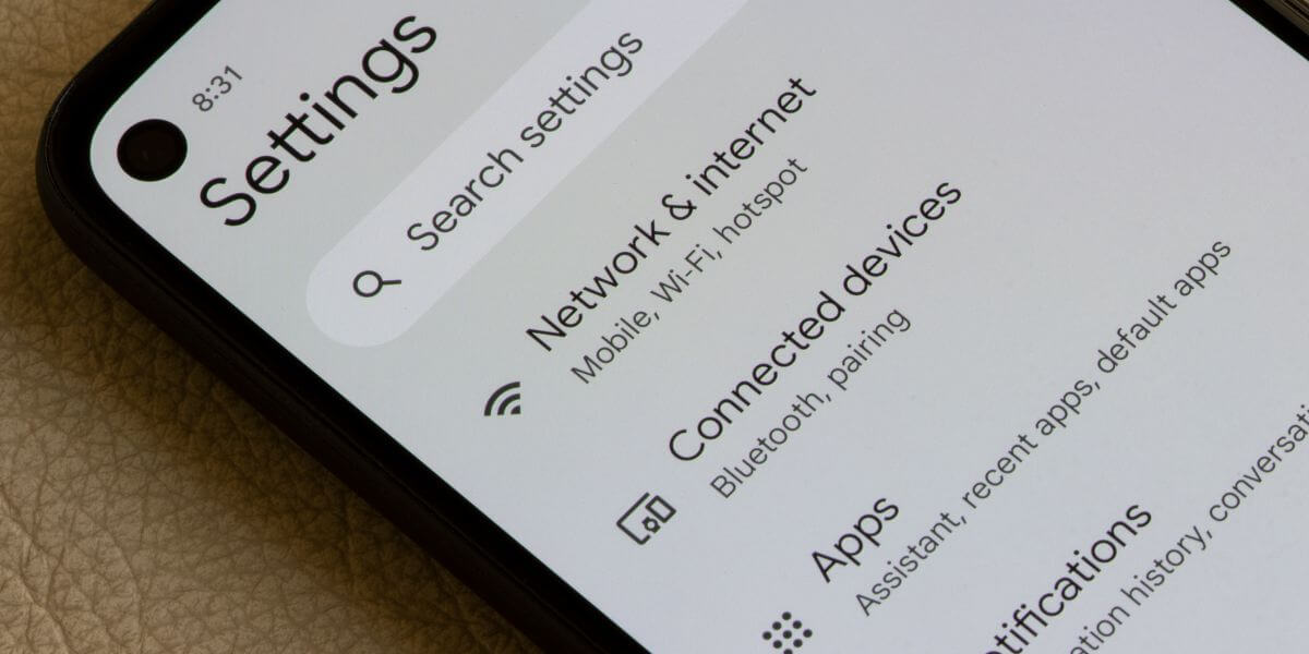 phone settings menu