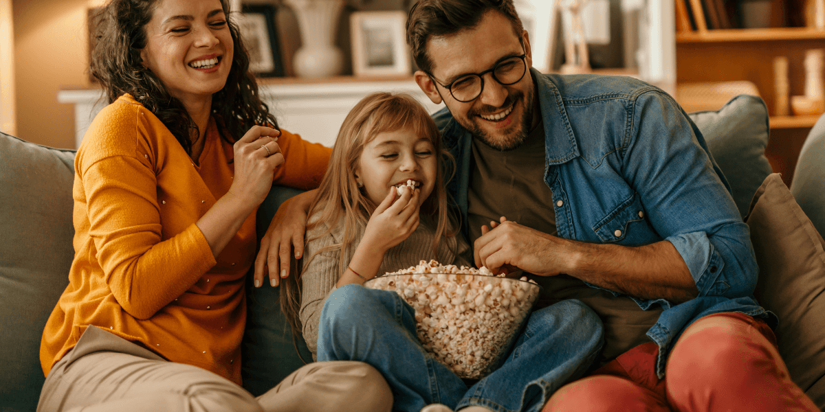 family watching tv together