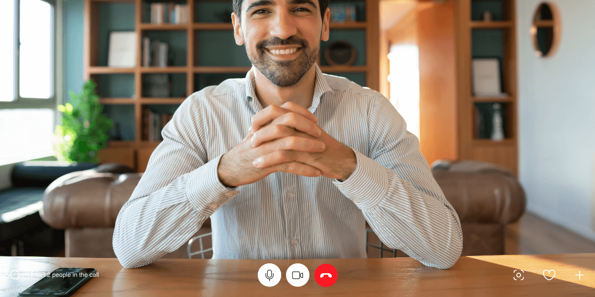 man using zoom for video call