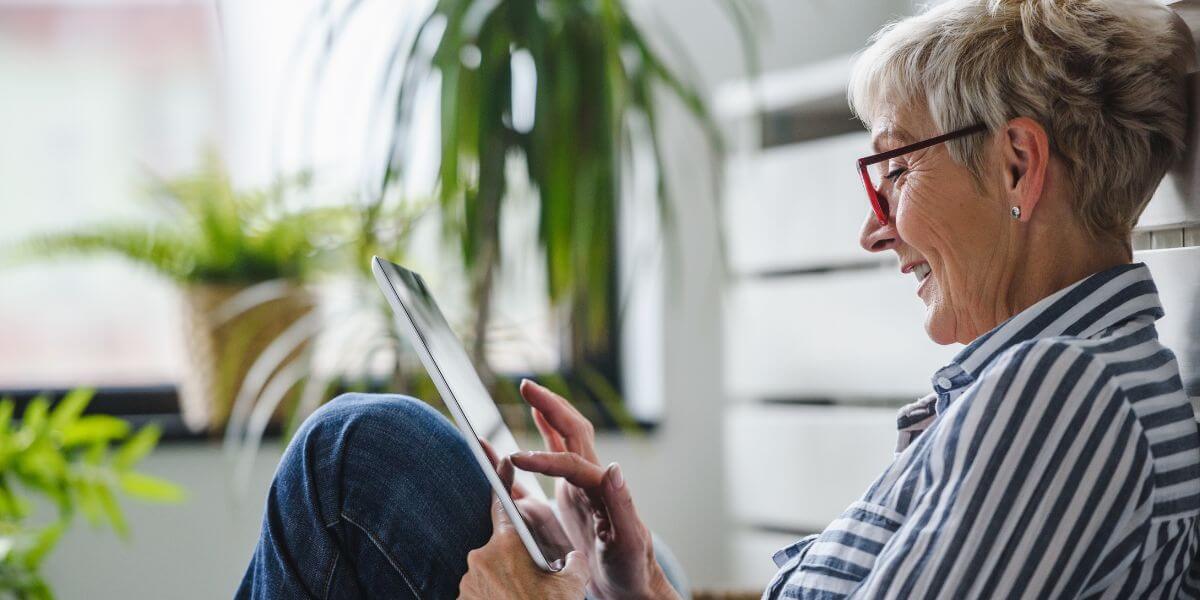 T-mobile low-income internet woman on tablet